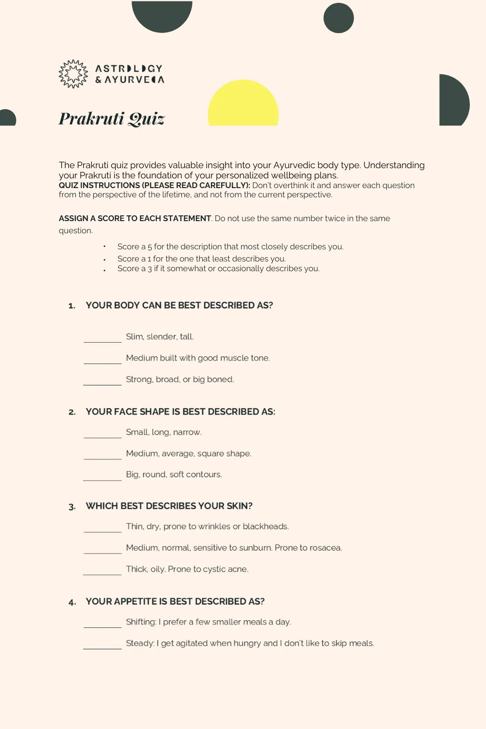 Prakruti Quiz
