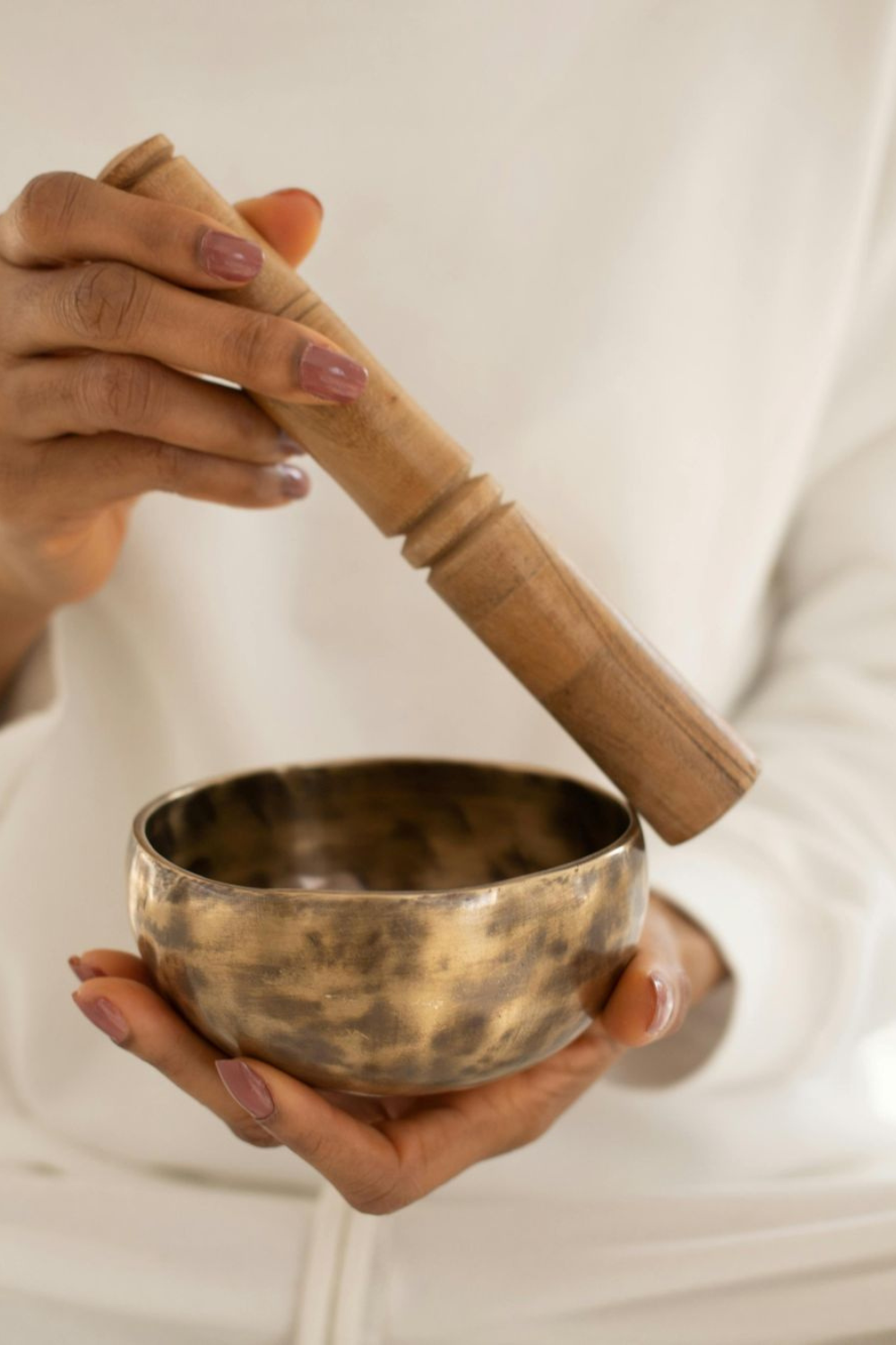 singing bowl used in vibrational therapy for the Crown Chakra
